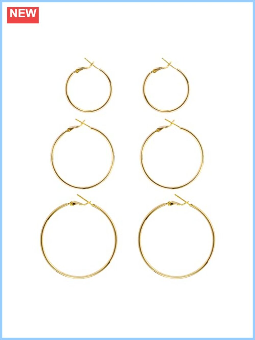 Big Thin Hoop Earrings for Women 14k Gold Plated Hypoallergenic 3 Pairs